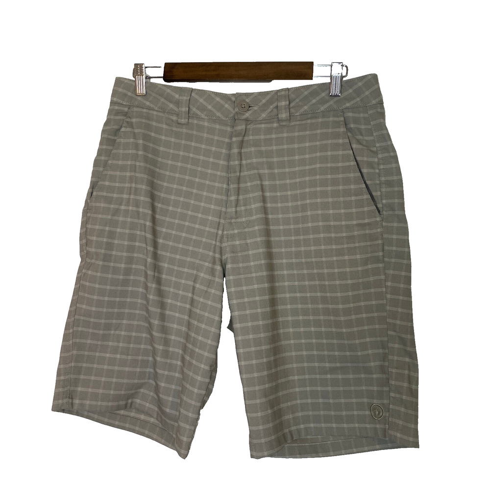 Hang Ten Shorts Mens 32 Chino Flat Front Golf Outdoor Lightweight Striped Gray